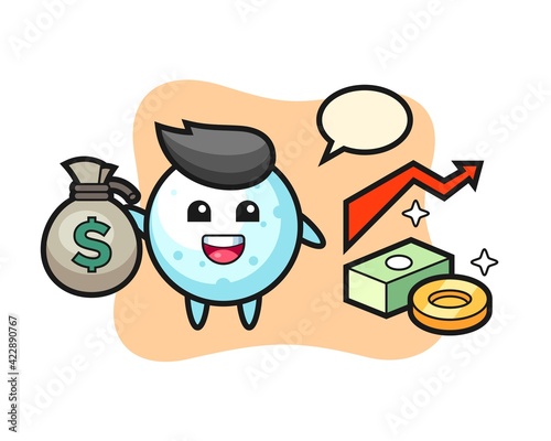 snow ball illustration cartoon holding money sack
