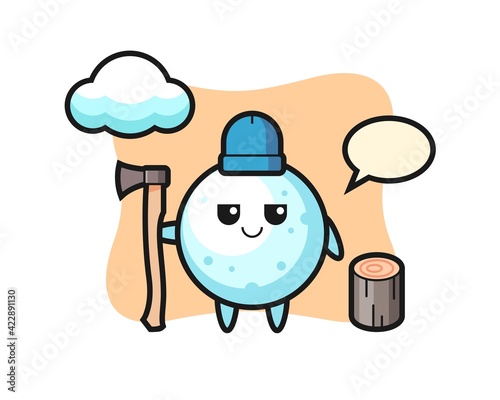 Character cartoon of snow ball as a woodcutter