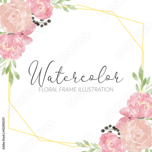 rustic rose peony watercolor flower arrangement frame