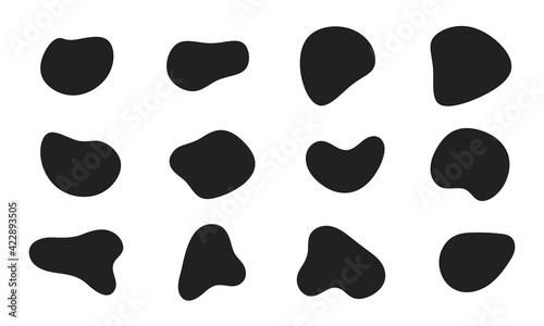 12 Modern liquid irregular blob shape abstract elements graphic flat style design fluid vector illustration set. © Konstantin