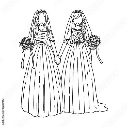 同性婚　線画イラスト