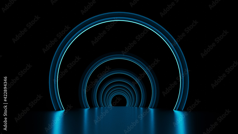 3d rendering of rooms with corridors Neon 3d rendering of rooms with corridors Neon