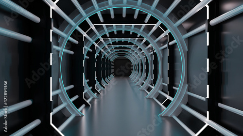 3d rendering of the tunnel corridor abstract space future corridor