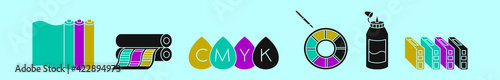 set of ink toner cartoon icon design template with various models. vector illustration isolated on blue background