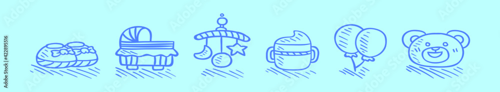 set of kids and baby cartoon icon design template with various models. vector illustration isolated on blue background set of kids and baby cartoon icon design template with various models. vector illustration isolated on blue background