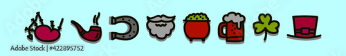 set of st patrick day cartoon icon design template with various models. vector illustration isolated on blue background