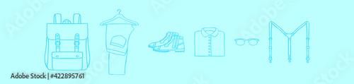 set of man accessories cartoon icon design template with various models. vector illustration isolated on blue background