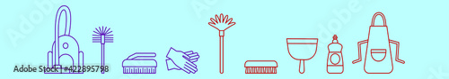 set of spring cleaning cartoon icon design template with various models. vector illustration isolated on black background