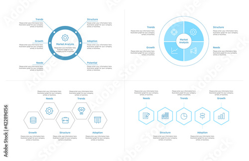 Set of infographic illustrations for presentations. Presentation, flyer, annual report, book, brochure, flyer template design.