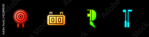 Set Target sport, Sport mechanical scoreboard, Fencing helmet mask and Golf club icon. Vector
