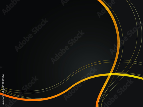 Abstract dark gradient dynamic shape with line waves vector