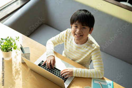 Boy Learning with PC photo