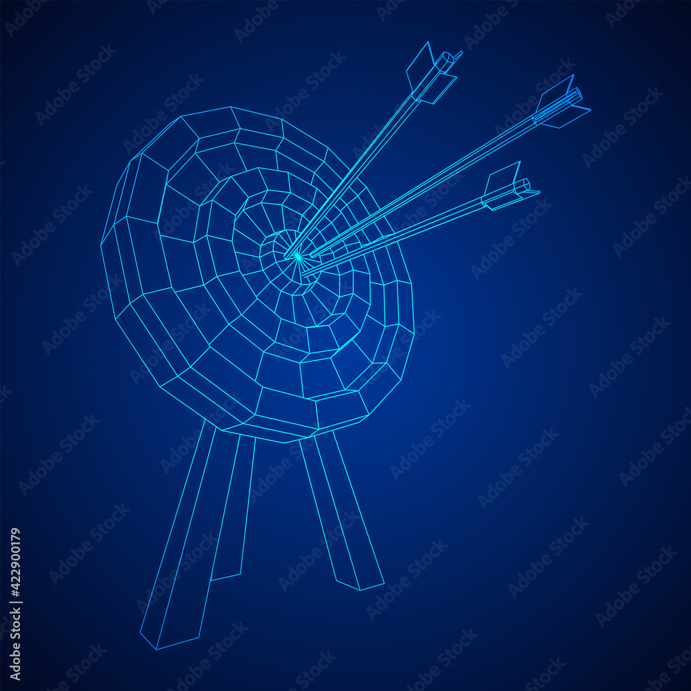 Archery target. Arrows hit round target goal concept Archery target. Arrows hit round target goal concept