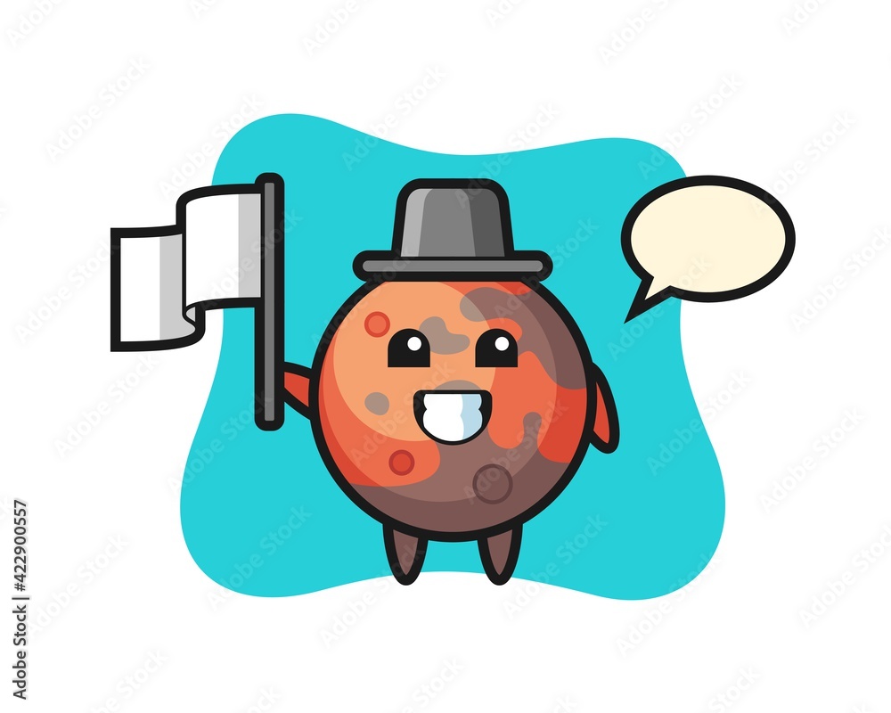 Cartoon character of mars holding a flag Cartoon character of mars holding a flag
