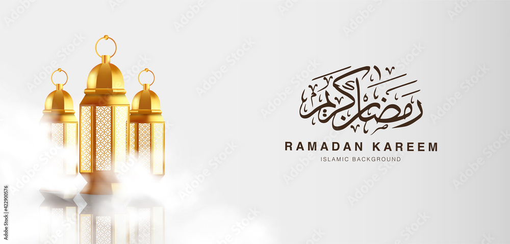 Ahlan wa Sahlan Ramadan Kareem means welcome ramadan. Wallpaper design  template with 3d illustration of lantern surrounding in clouds, happy  muslim holiday background in gold color. Stock Vector | Adobe Stock