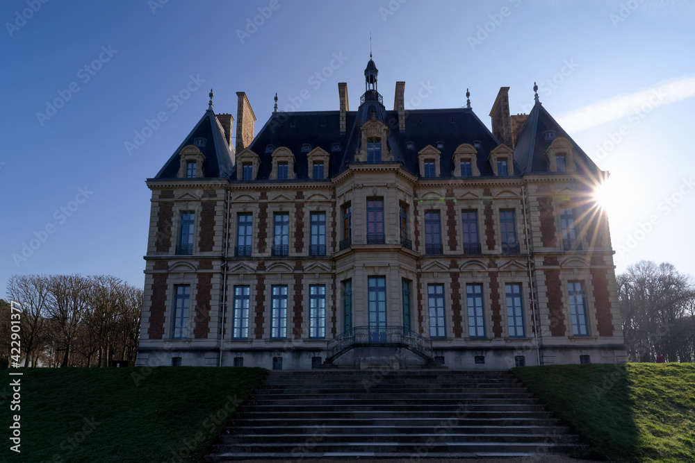 French gardens and castle of the public park of Sceaux in Grand Paris