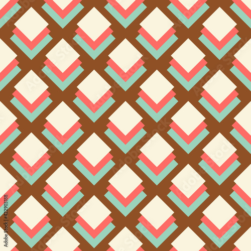 Bold Colorful Small Scale Optical Geo Small Squares Vector Seamless Pattern. Retro 70s Style Nostalgic Fashion Textile Background. Summer Resort Print. Micro Geometric Texture