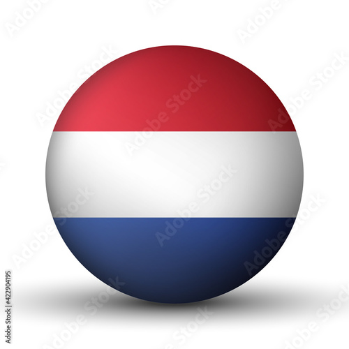 Free Download Glass light ball with flag of Netherlands. Round sphere, template icon. Dutch national symbol. Glossy realistic ball, 3D abstract vector illustration highlighted on a white background. Big bubble - GFXLoad