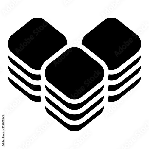 Multitier, layered icon for computing, or generic stack theme. Harddisk, harddrive icon, symbol