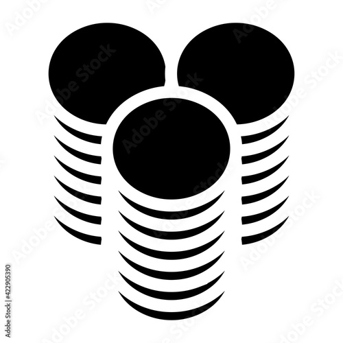 Multitier, layered icon for computing, or generic stack theme. Harddisk, harddrive icon, symbol