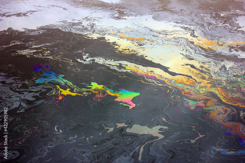 Krasivre oil spill on the sea.