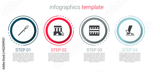 Set Medieval spear, Parthenon, Ancient Greek pattern and Hermes sandal. Business infographic template. Vector