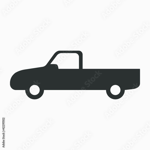 Pickup truck vector icon isolated on white background.