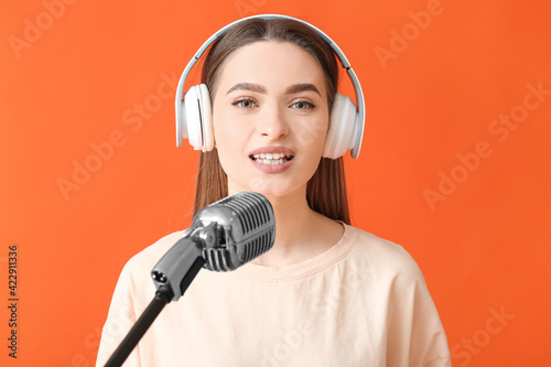 Female radio presenter with...