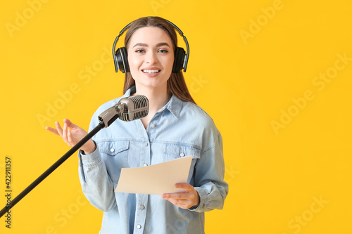 Female radio presenter with...
