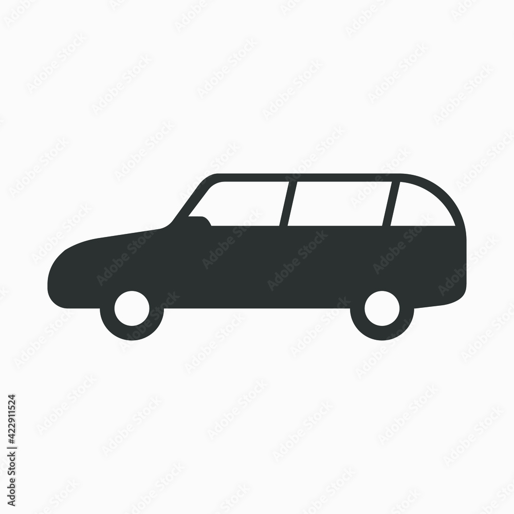 Station wagon icon. Simple icon of car isolated on white background. Combi, estate automobile variant. Station wagon icon. Simple icon of car isolated on white background. Combi, estate automobile variant.