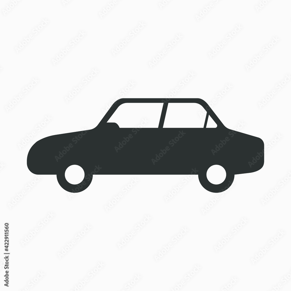 Sedan icon isolated on white background. Simple car symbol. Automobile pictogram.