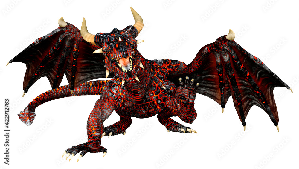 3D Rendering Fairy Tale Dragon on White