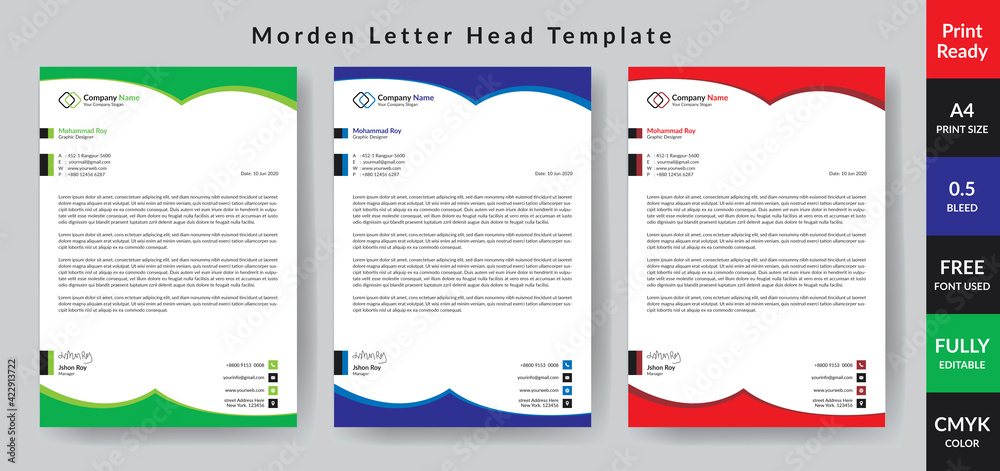 Modern Letterhead design template	| Pad Design Print Ready