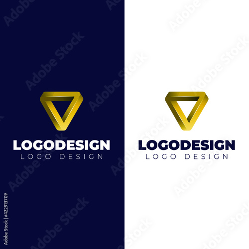 3d triangle logo design modern and creative logotype vector template 