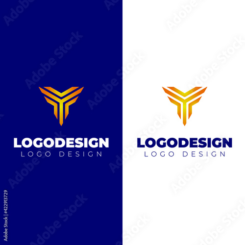triangle and T letter logo design minimal and modern logotype vector template