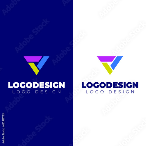 triangle logo modern design minimal logotype vector template
