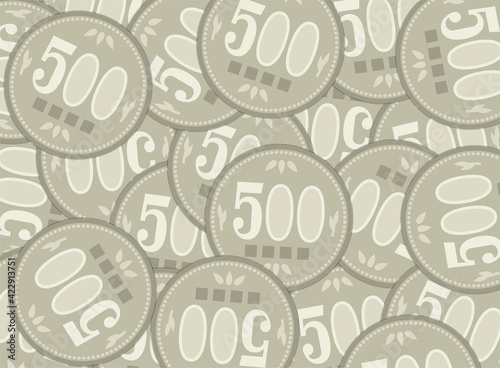 Japanese 500 yen coins background illustration