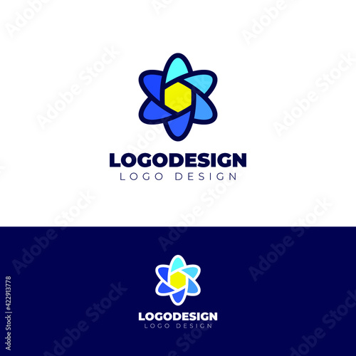 quantum logo design creative logotype vector template