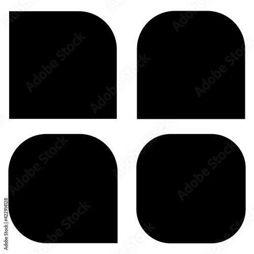 Button, banner, plaque shapes set with variaing rounded corner effect photo