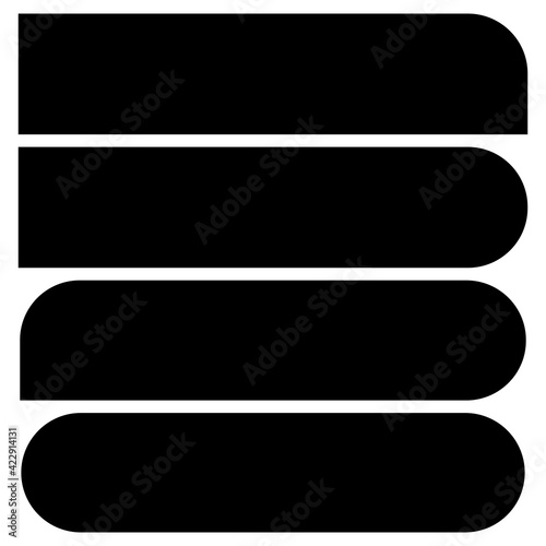 Button, banner, plaque shapes set with variaing rounded corner effect
