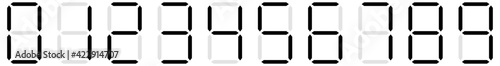 Digital display of digits, numbers, numberals. Scoreboard, digital clock, stopwatch numbers