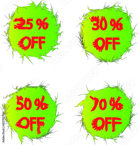 logo, sale icon indicating the percentage of discount on the offered product