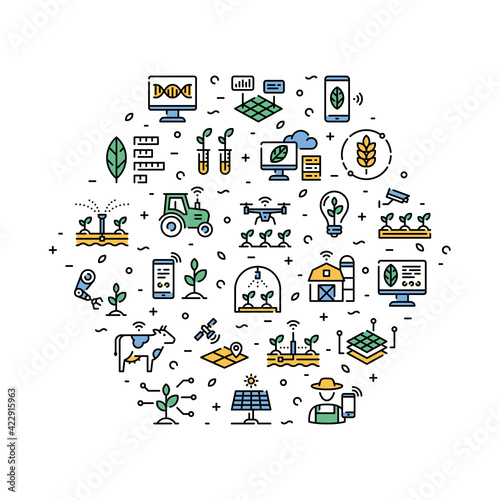Vector Smart Farm Agriculture Icon Set