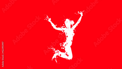 woman jumping graphic illustration concept