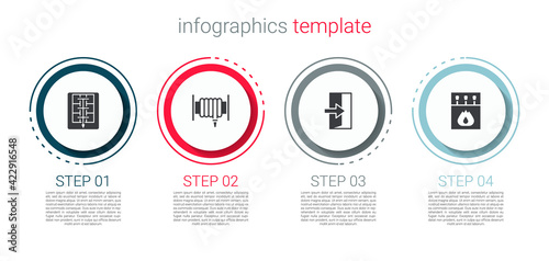 Wallpaper Mural Set Evacuation plan, Fire hose reel, exit and Matchbox and matches. Business infographic template. Vector Torontodigital.ca