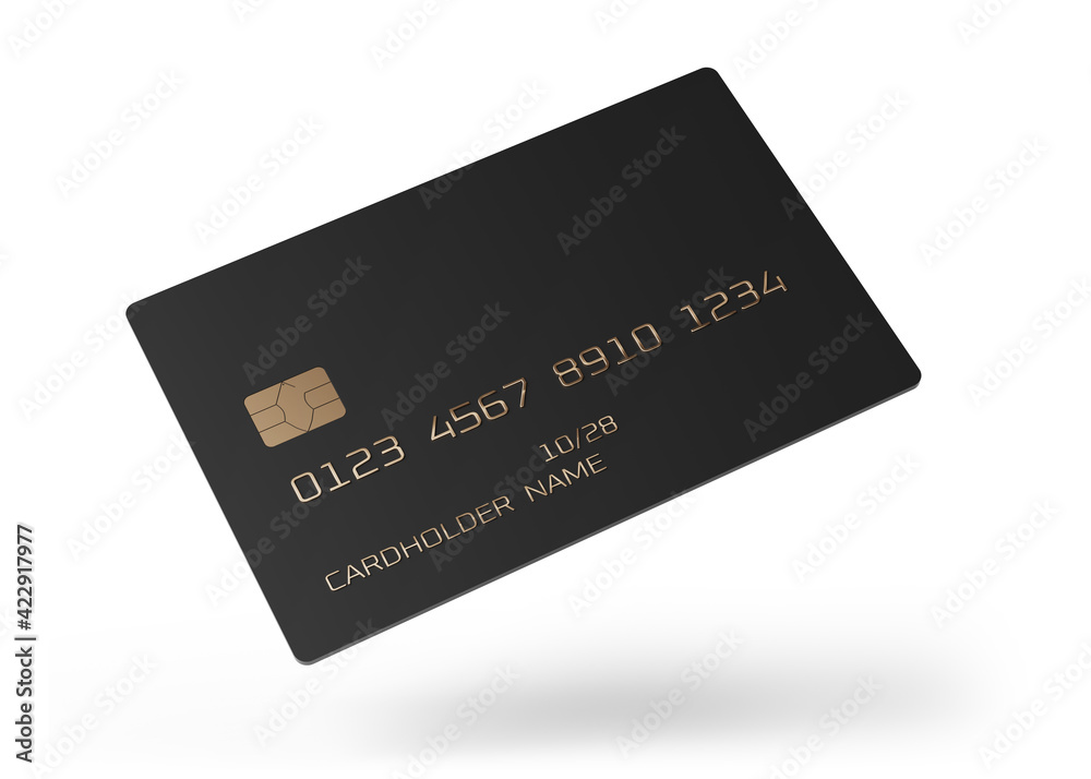 plartic credit card mockup. Isolated on white background