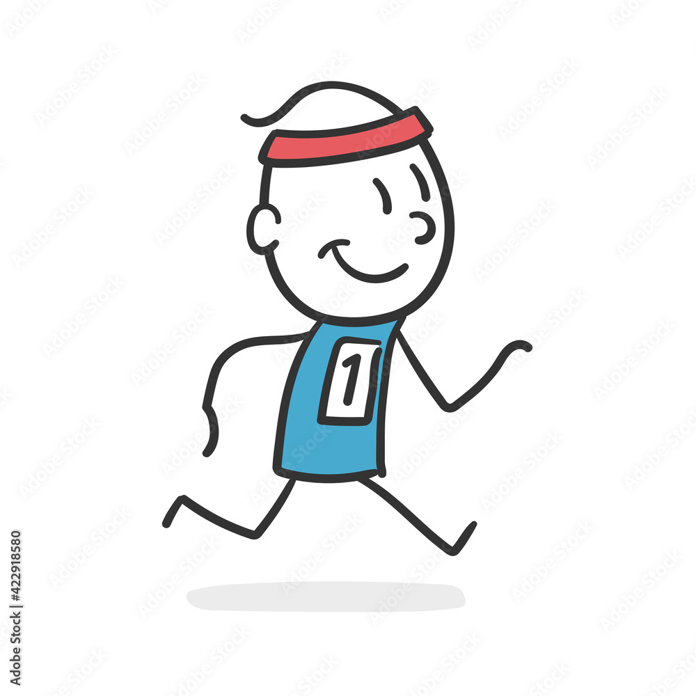 Stick man doing sports. Concept of stick man athlete running Stick man doing sports. Concept of stick man athlete running