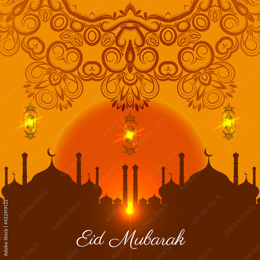 Naklejka premium Abstract Eid Mubarak Islamic vector background design