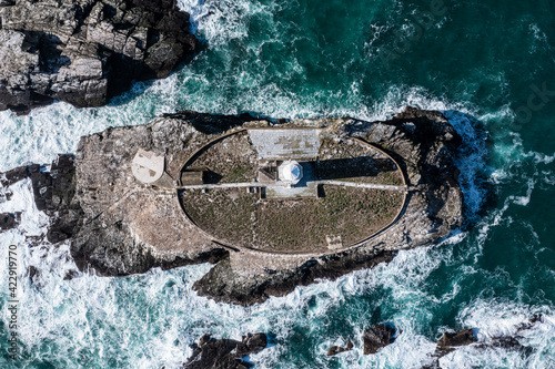 Aerial photograph of Godrevy, Cornwall on a stunning sunny day photo