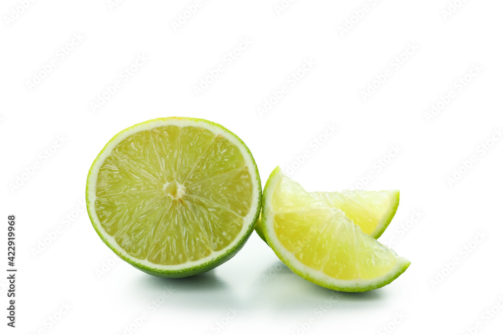 Fresh ripe lime isolated on white background